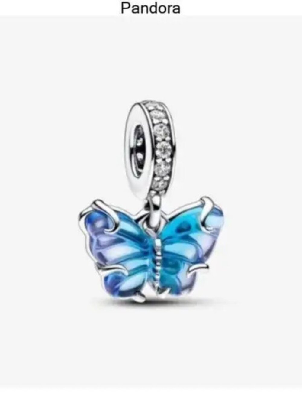 Pandora Blue Murano Glass Butterfly Dangle Charm